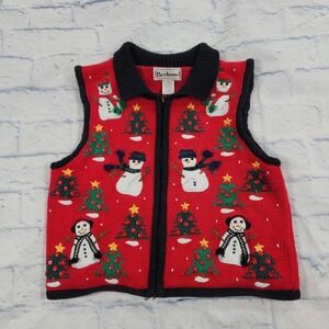 Bechamel WOMENS PP Sleeveless Full Zip Ugly Christmas Holiday Vest Sweater Knit